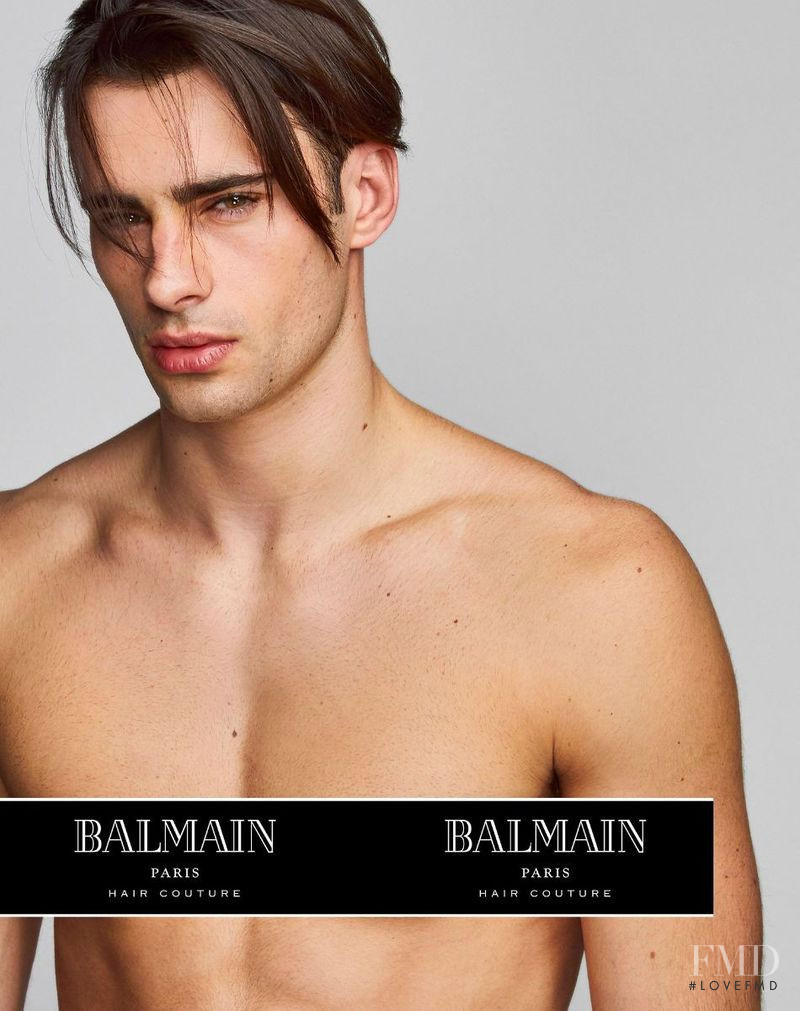 Elliot Meeten featured in  the Balmain Hair Couture advertisement for Spring/Summer 2018