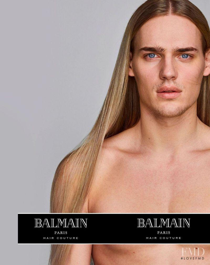 Ton Heukels featured in  the Balmain Hair Couture advertisement for Spring/Summer 2018