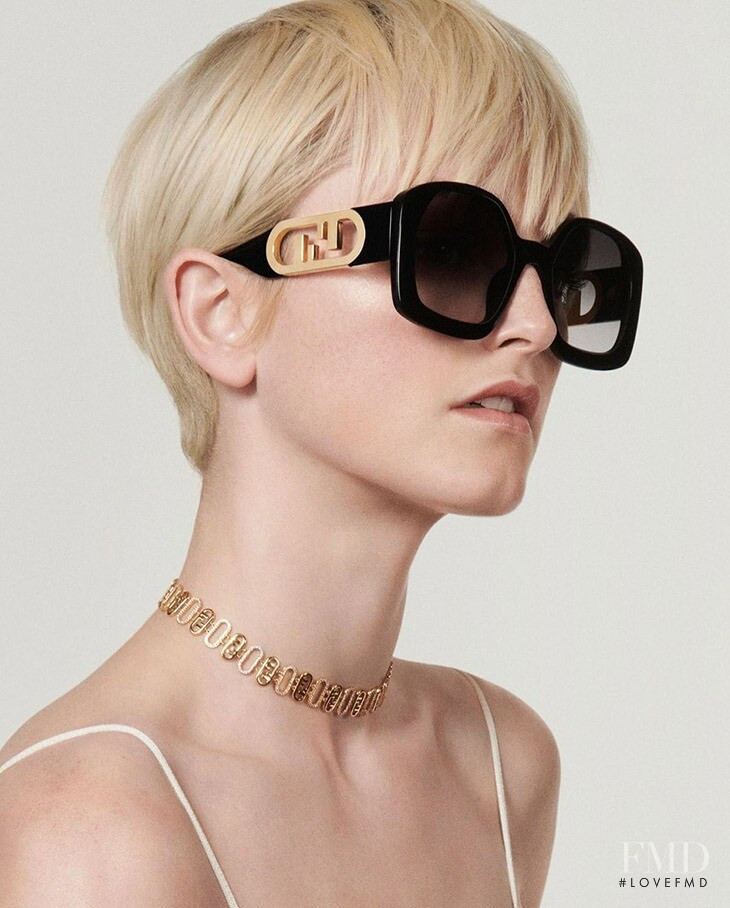 Edie Campbell featured in  the Fendi Eyewear advertisement for Spring/Summer 2022