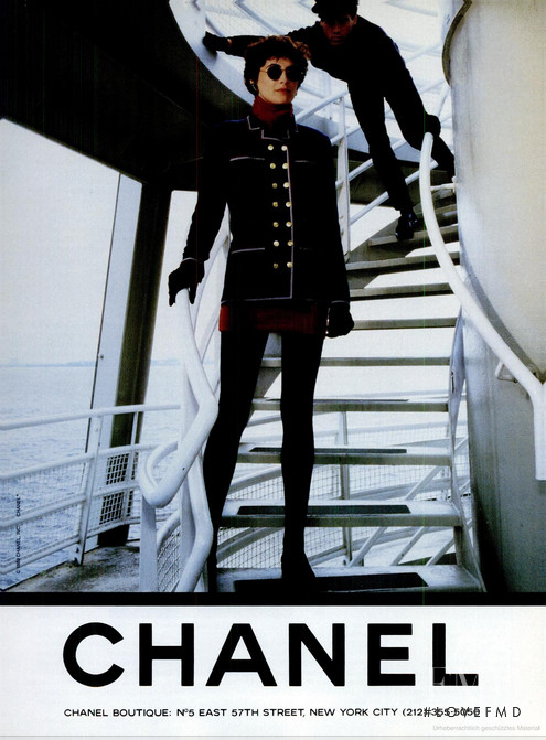 Ines de la Fressange featured in  the Chanel advertisement for Autumn/Winter 1989