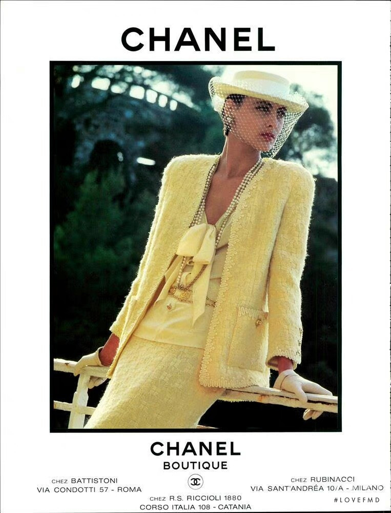 Ines de la Fressange featured in  the Chanel advertisement for Spring/Summer 1984