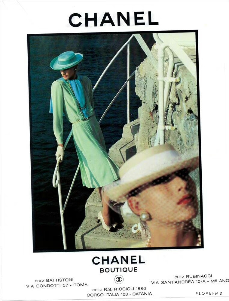 Ines de la Fressange featured in  the Chanel advertisement for Spring/Summer 1984