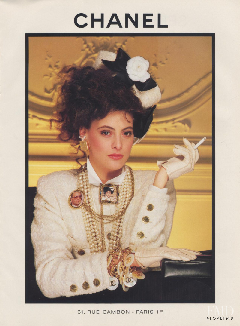 Ines de la Fressange featured in  the Chanel advertisement for Autumn/Winter 1986
