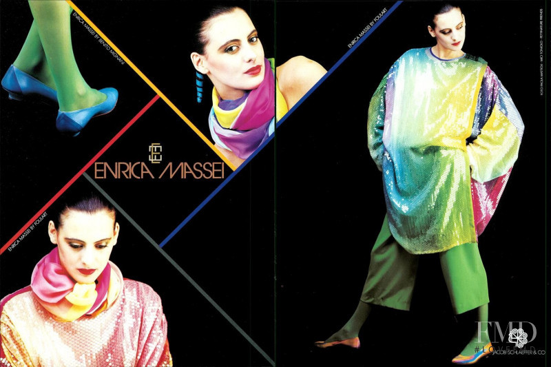 Ines de la Fressange featured in  the Enrica Massei advertisement for Autumn/Winter 1982