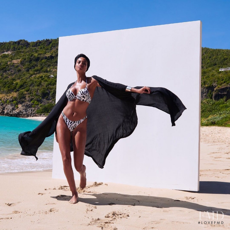 Imaan Hammam featured in  the Victoria\'s Secret Swim Destination Swim catalogue for Spring/Summer 2021