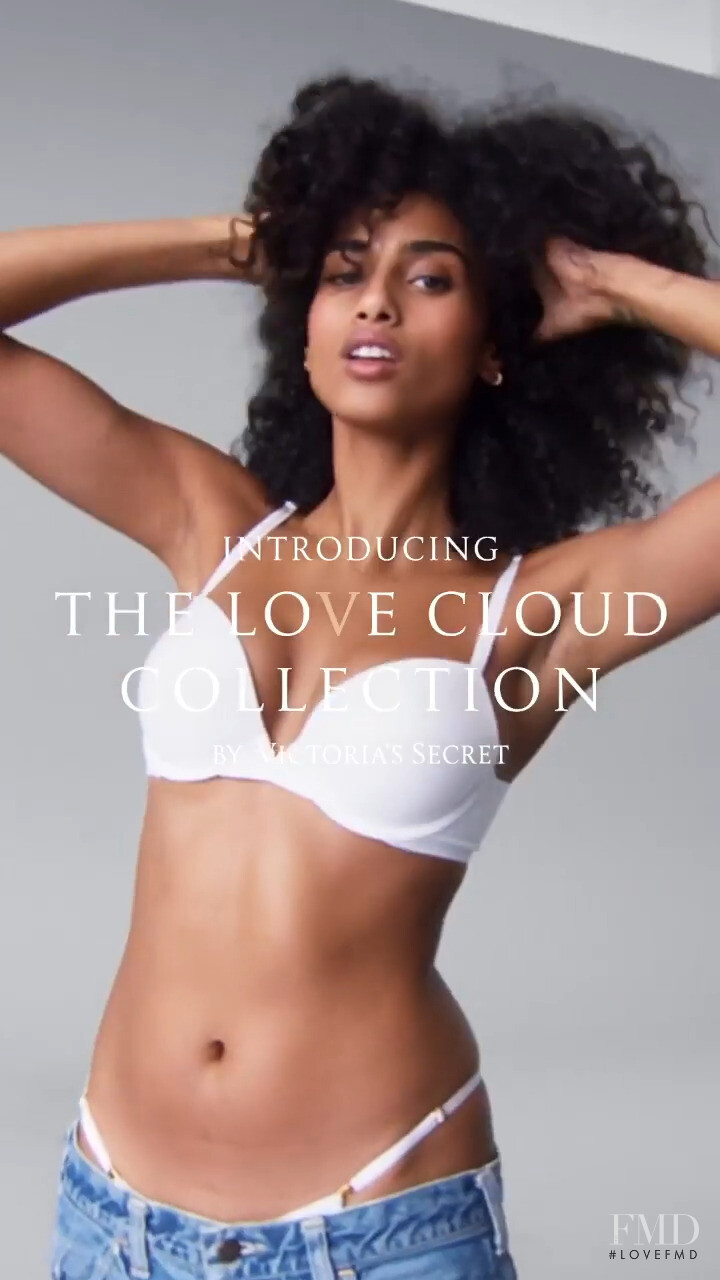 Imaan Hammam featured in  the Victoria\'s Secret The Love Cloud Collection advertisement for Spring/Summer 2022