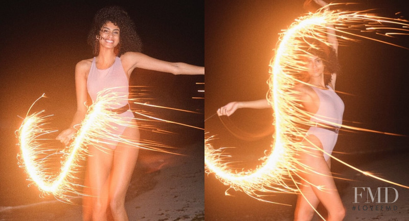 Imaan Hammam featured in  the Victoria\'s Secret Swim advertisement for Spring/Summer 2022