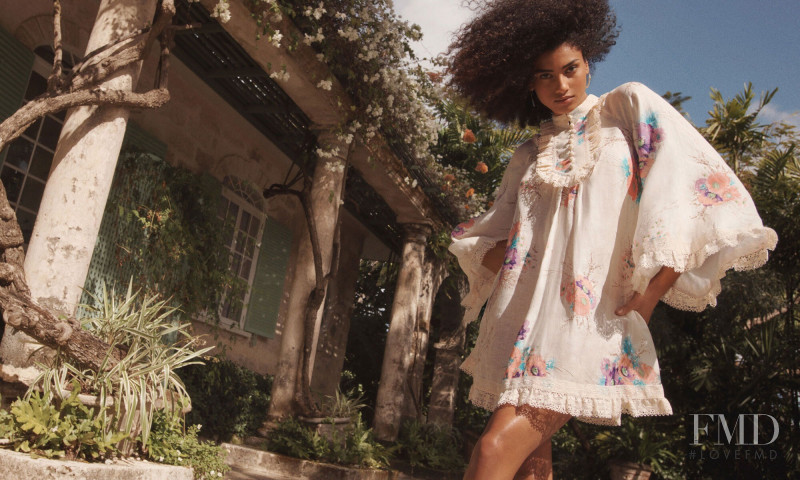 Imaan Hammam featured in  the Zimmermann Summer Swim advertisement for Summer 2022