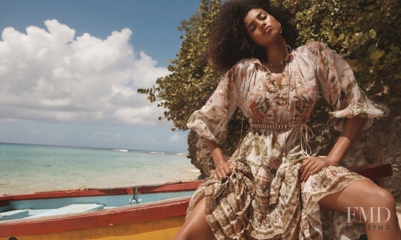 Imaan Hammam featured in  the Zimmermann Summer Swim advertisement for Summer 2022