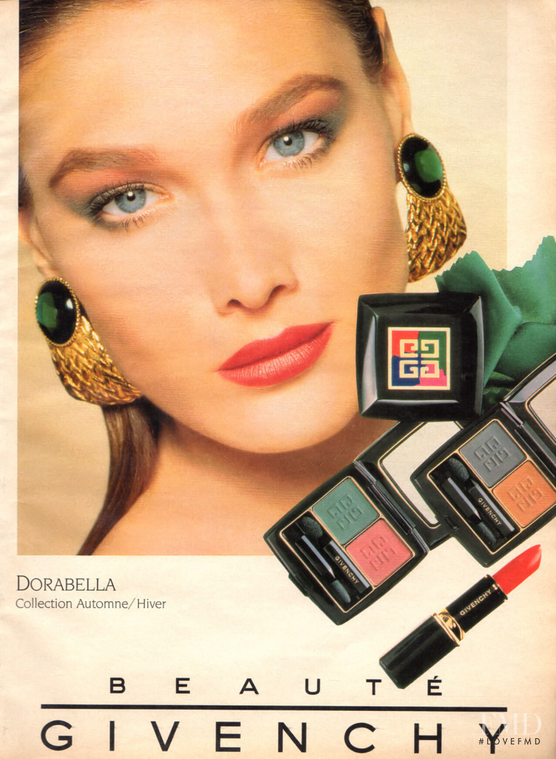 Carla Bruni featured in  the Givenchy Beauty advertisement for Autumn/Winter 1990
