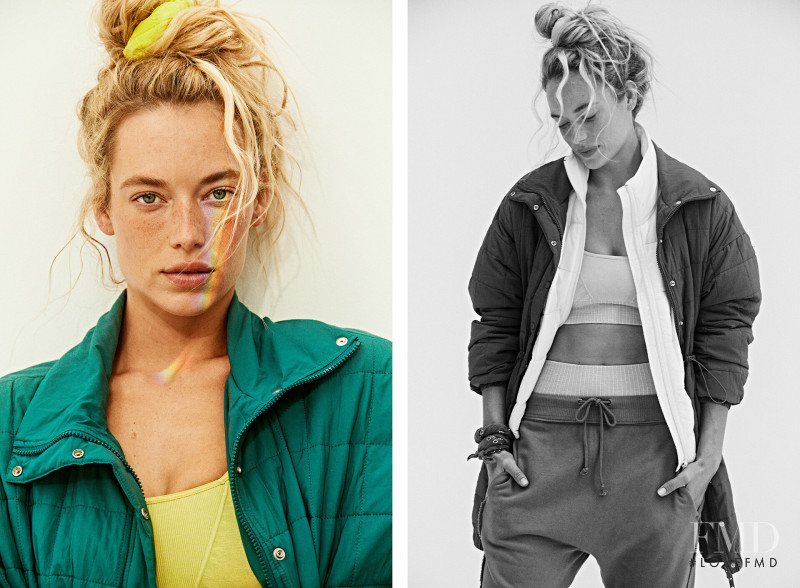 Hannah Ferguson featured in  the Free People Movement lookbook for Winter 2020