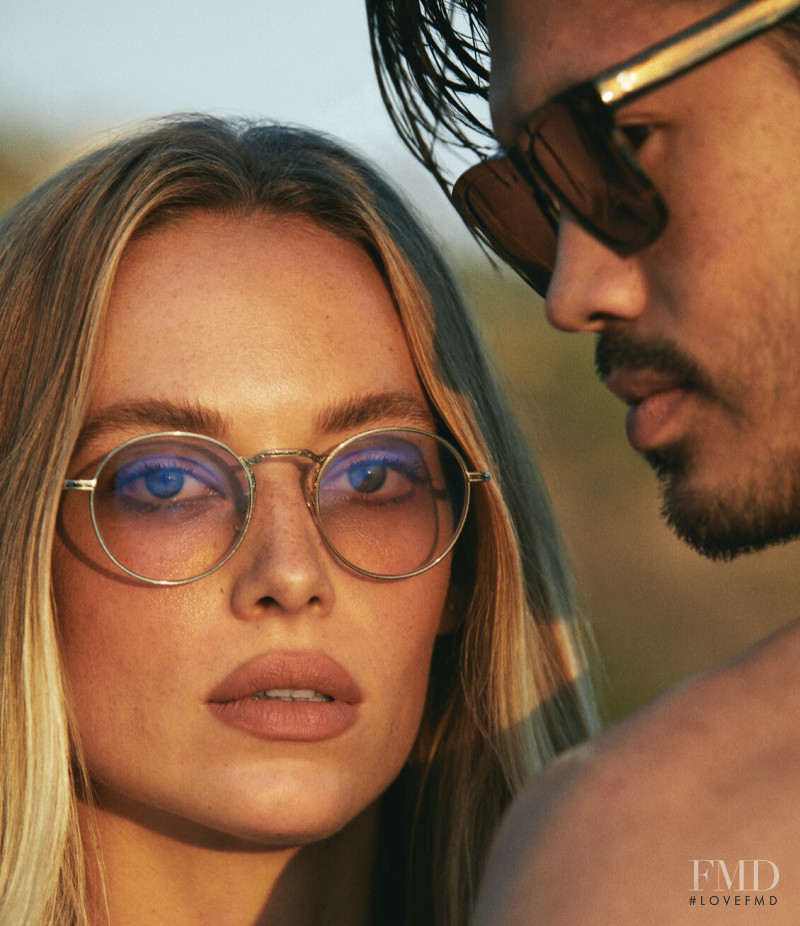 Hannah Ferguson featured in  the Oliver Peoples advertisement for Spring/Summer 2021