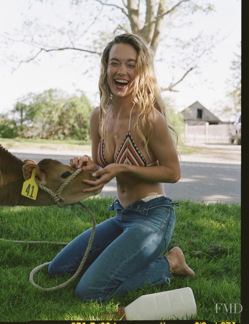 Hannah Ferguson featured in  the Solid & Stripped x Re/Done lookbook for Pre-Fall 2019