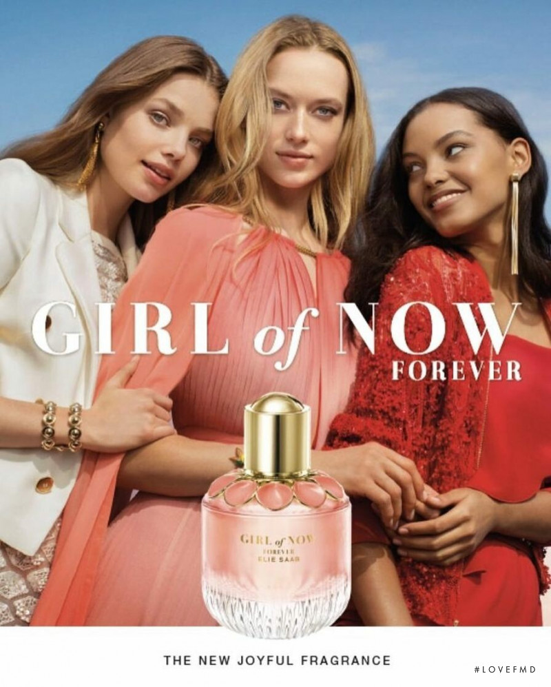 Hannah Ferguson featured in  the Elie Saab "Girl of Now Forever" Fragrance advertisement for Spring/Summer 2019