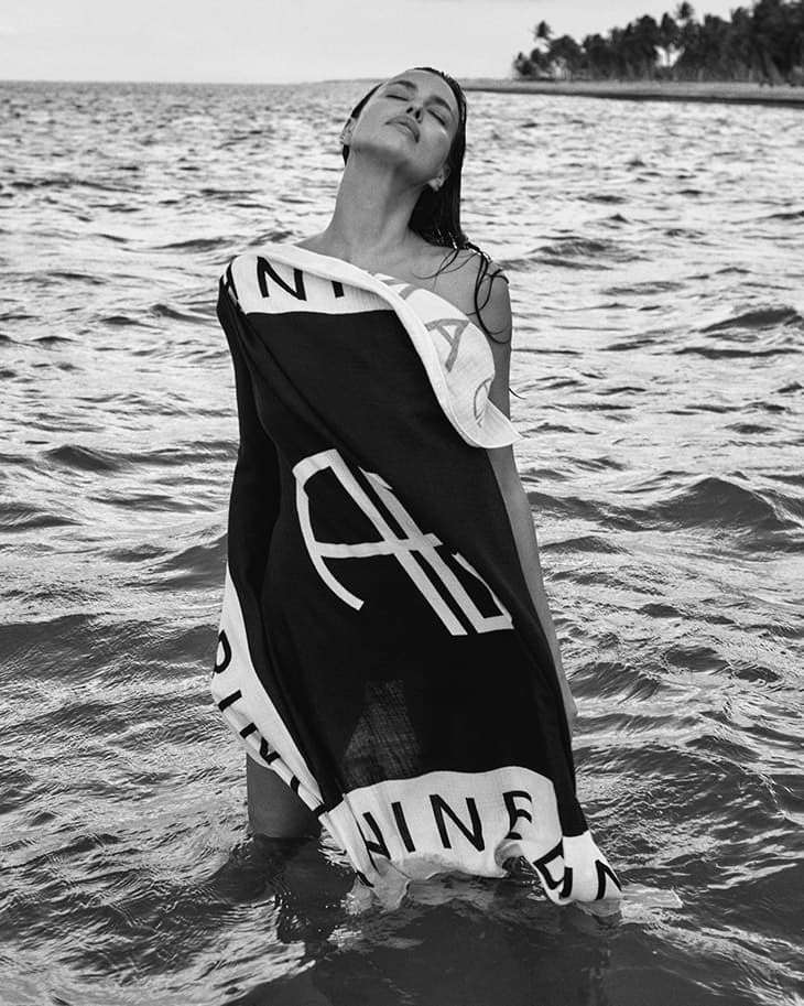 Irina Shayk featured in  the Anine Bing advertisement for Resort 2022