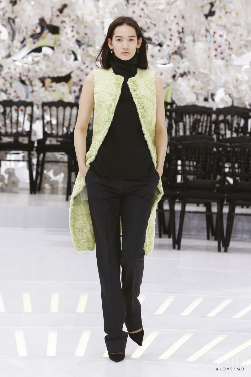 Mona Matsuoka featured in  the Christian Dior Haute Couture fashion show for Autumn/Winter 2014