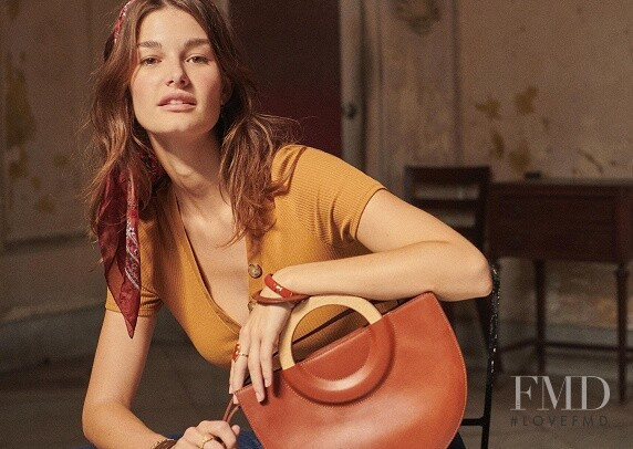 Ophélie Guillermand featured in  the Sézane lookbook for Pre-Spring 2019