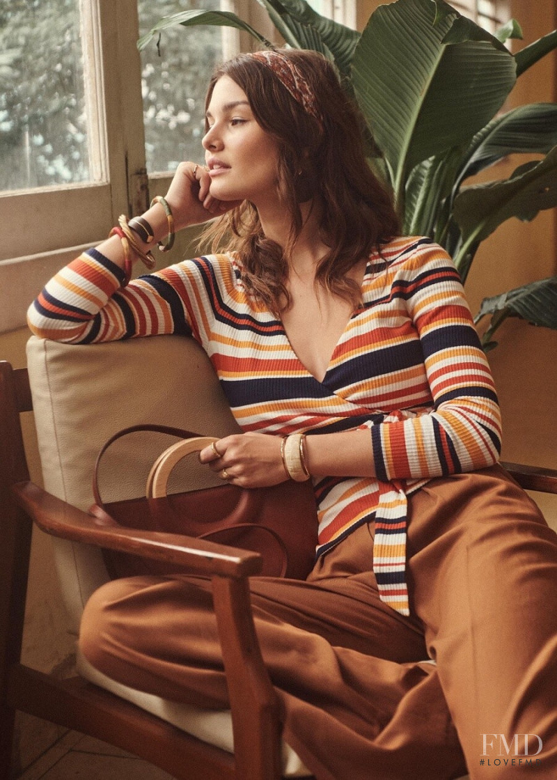 Ophélie Guillermand featured in  the Sézane lookbook for Spring 2019