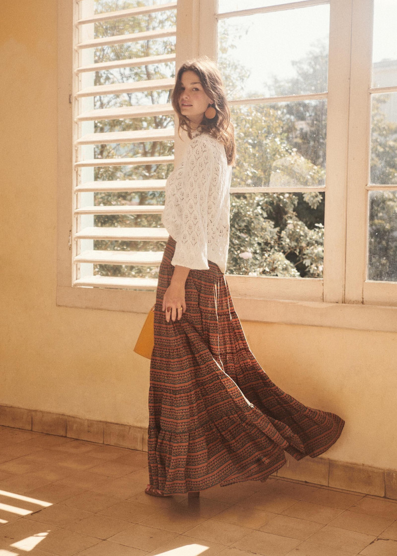 Ophélie Guillermand featured in  the Sézane lookbook for Spring 2019