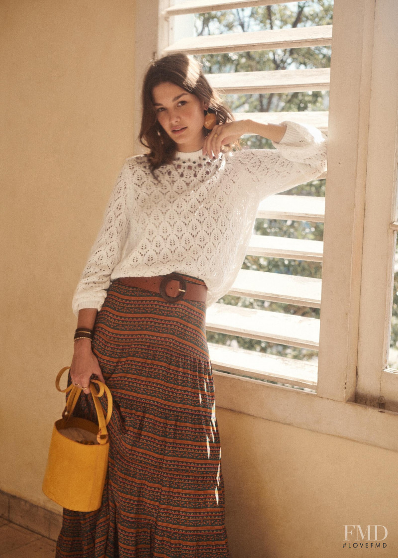 Ophélie Guillermand featured in  the Sézane lookbook for Spring 2019