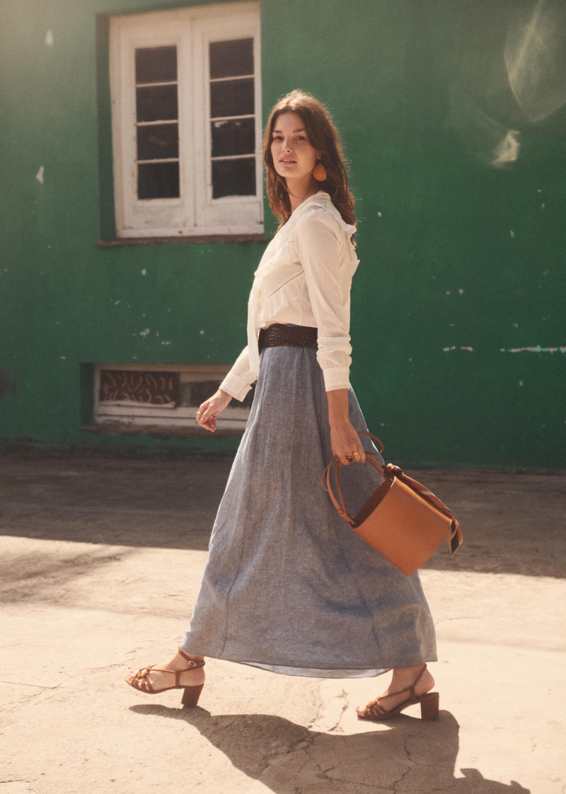 Ophélie Guillermand featured in  the Sézane lookbook for Spring 2019