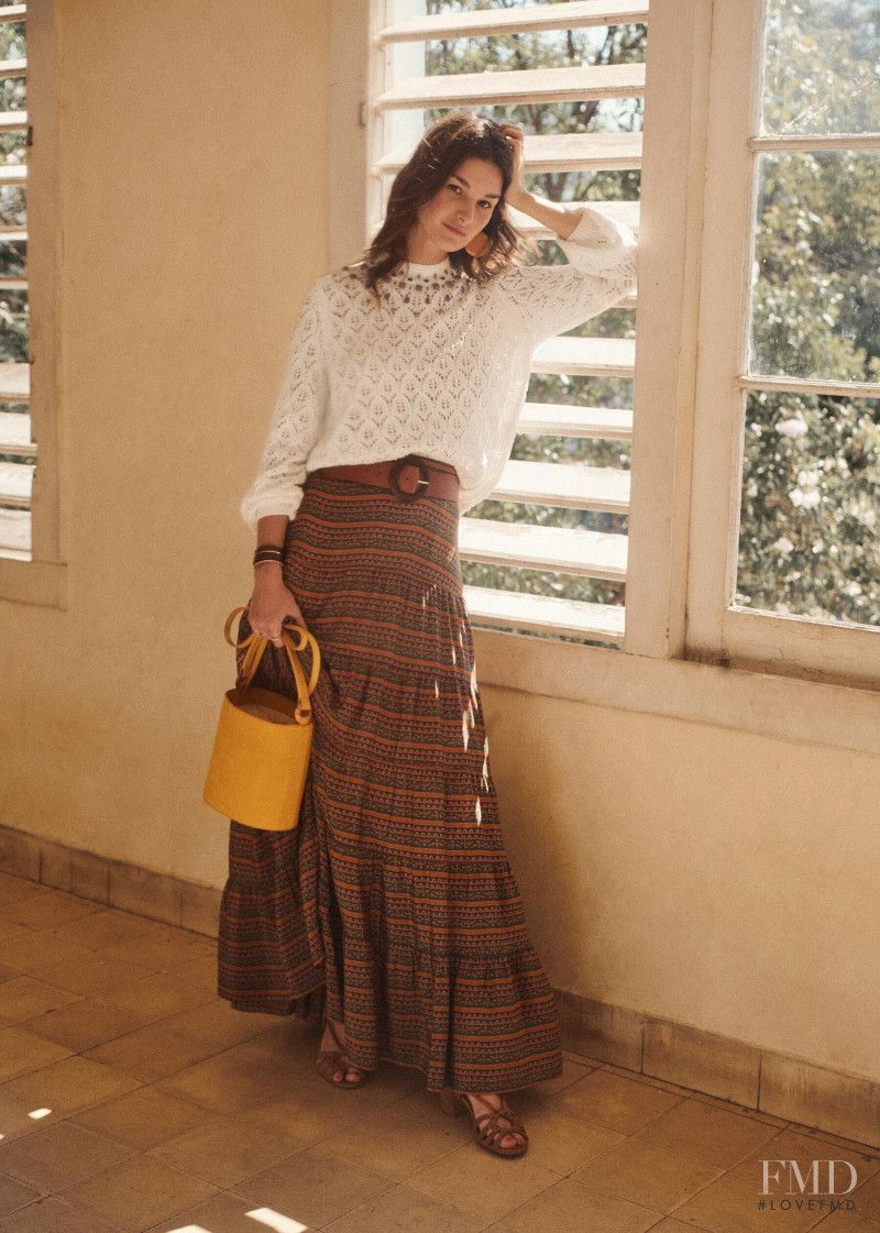 Ophélie Guillermand featured in  the Sézane lookbook for Spring 2019