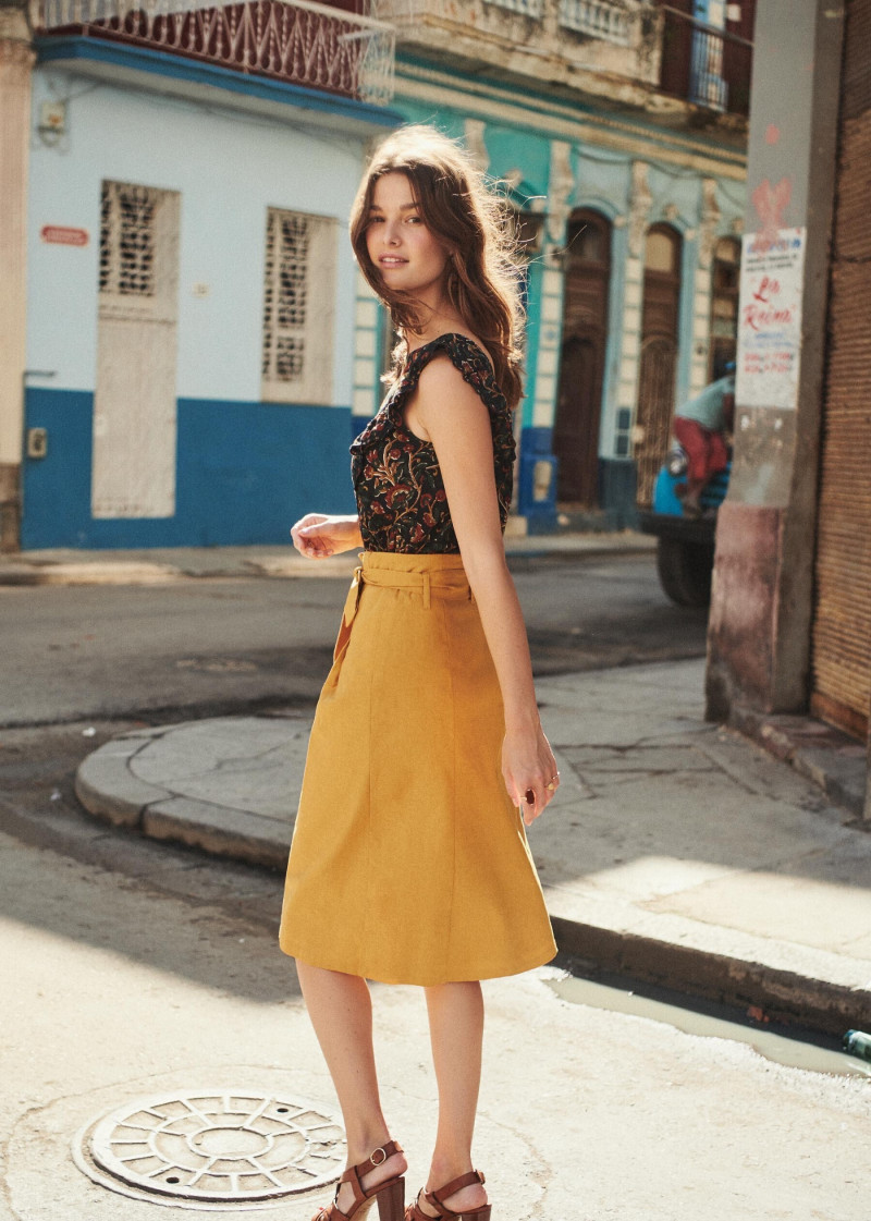 Ophélie Guillermand featured in  the Sézane lookbook for Spring 2019