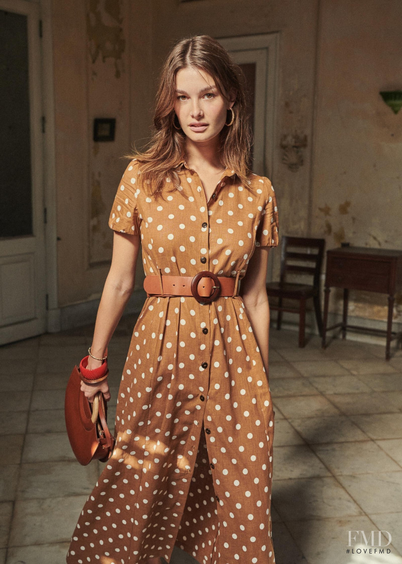 Ophélie Guillermand featured in  the Sézane lookbook for Spring 2019