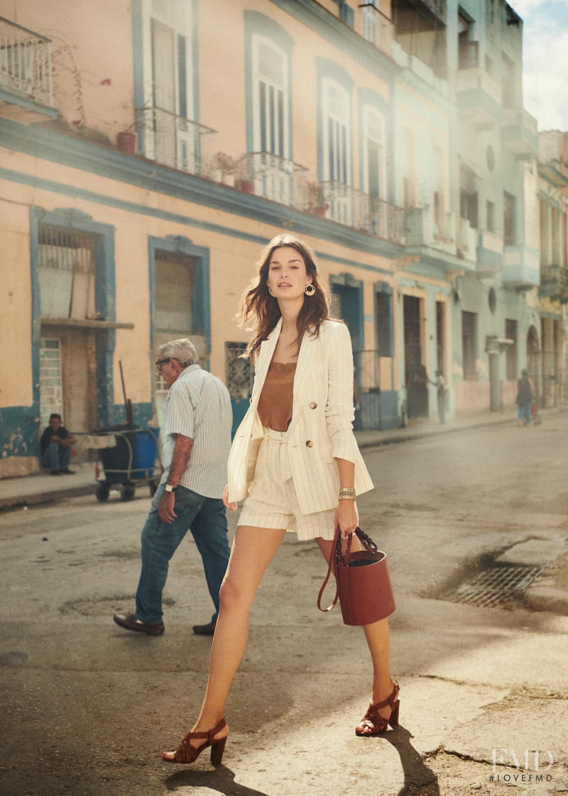 Ophélie Guillermand featured in  the Sézane lookbook for Spring 2019