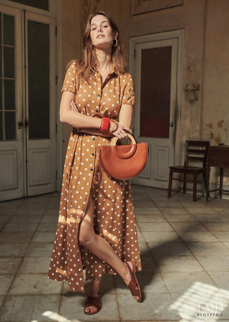 Ophélie Guillermand featured in  the Sézane lookbook for Spring 2019