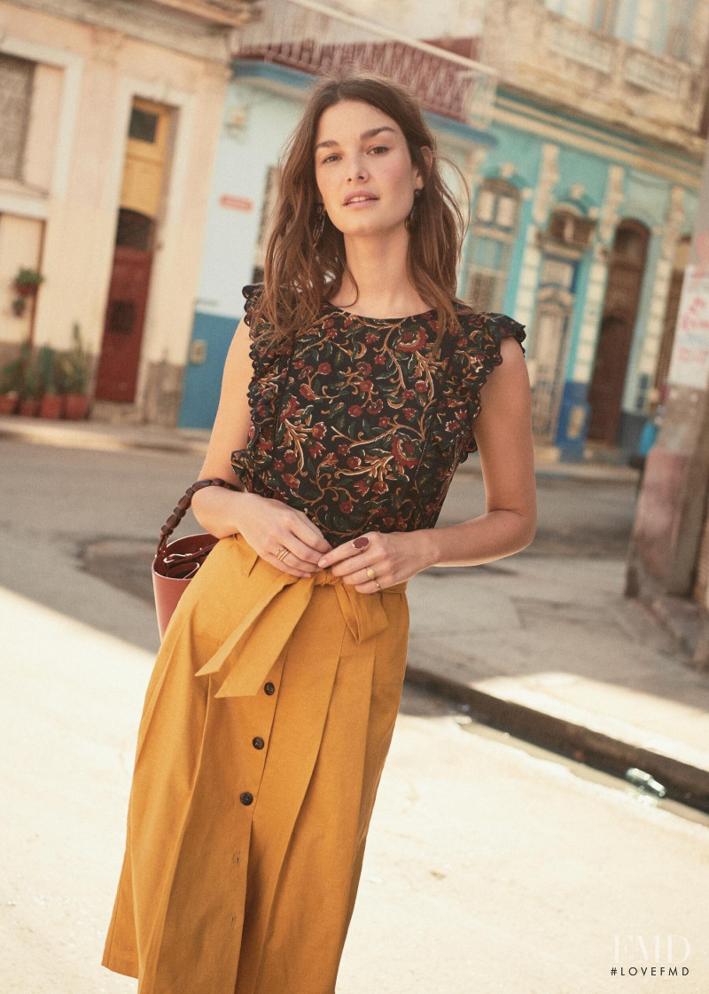 Ophélie Guillermand featured in  the Sézane lookbook for Spring 2019