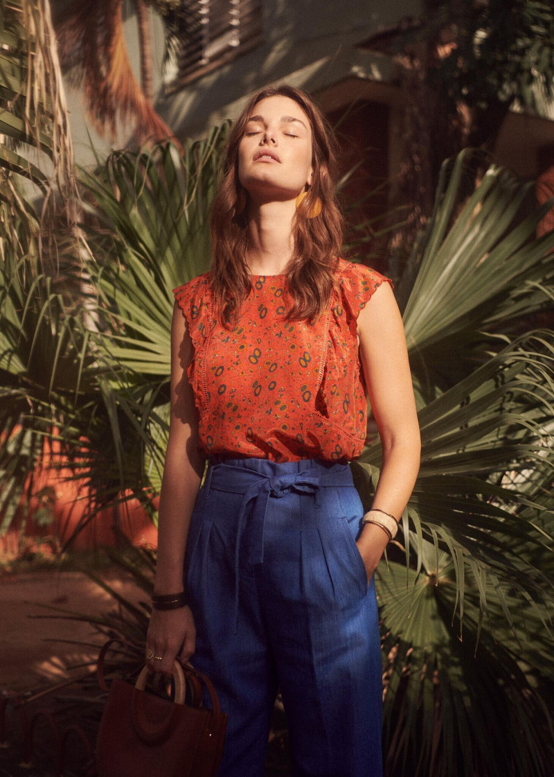 Ophélie Guillermand featured in  the Sézane lookbook for Spring 2019