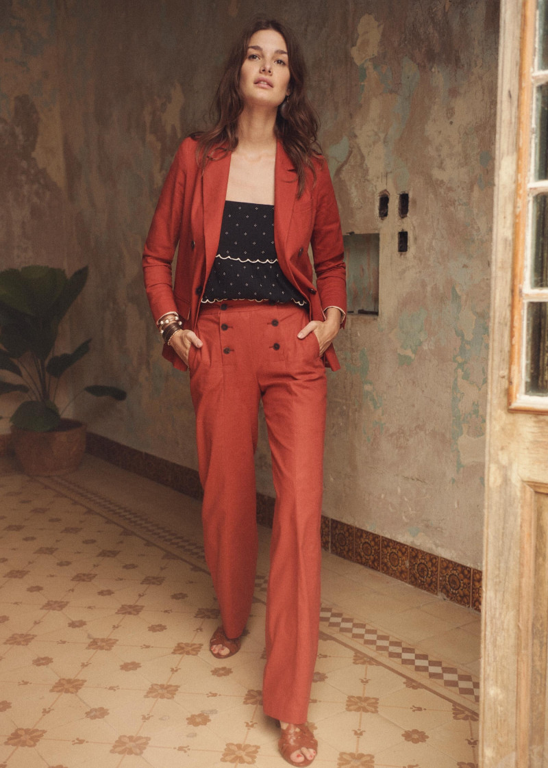 Ophélie Guillermand featured in  the Sézane lookbook for Spring 2019