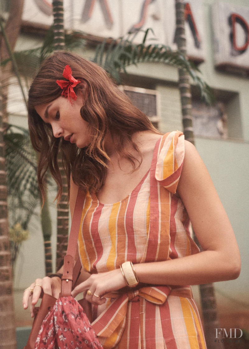 Ophélie Guillermand featured in  the Sézane lookbook for Spring 2019