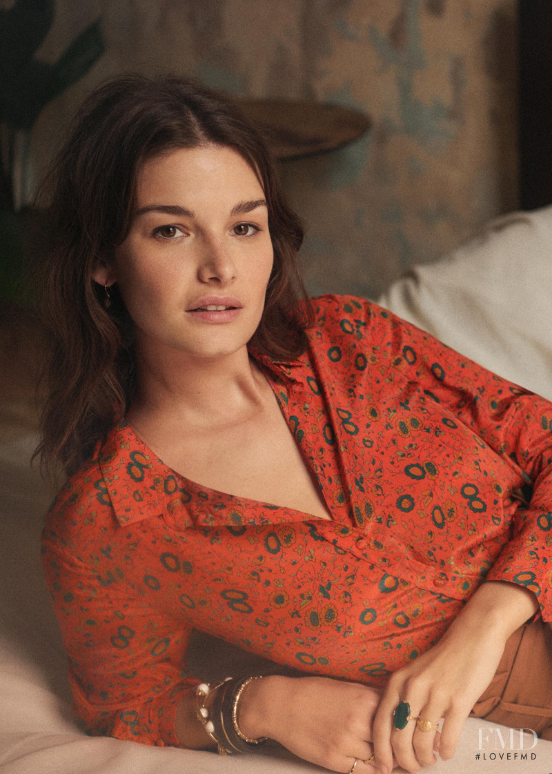 Ophélie Guillermand featured in  the Sézane lookbook for Spring 2019