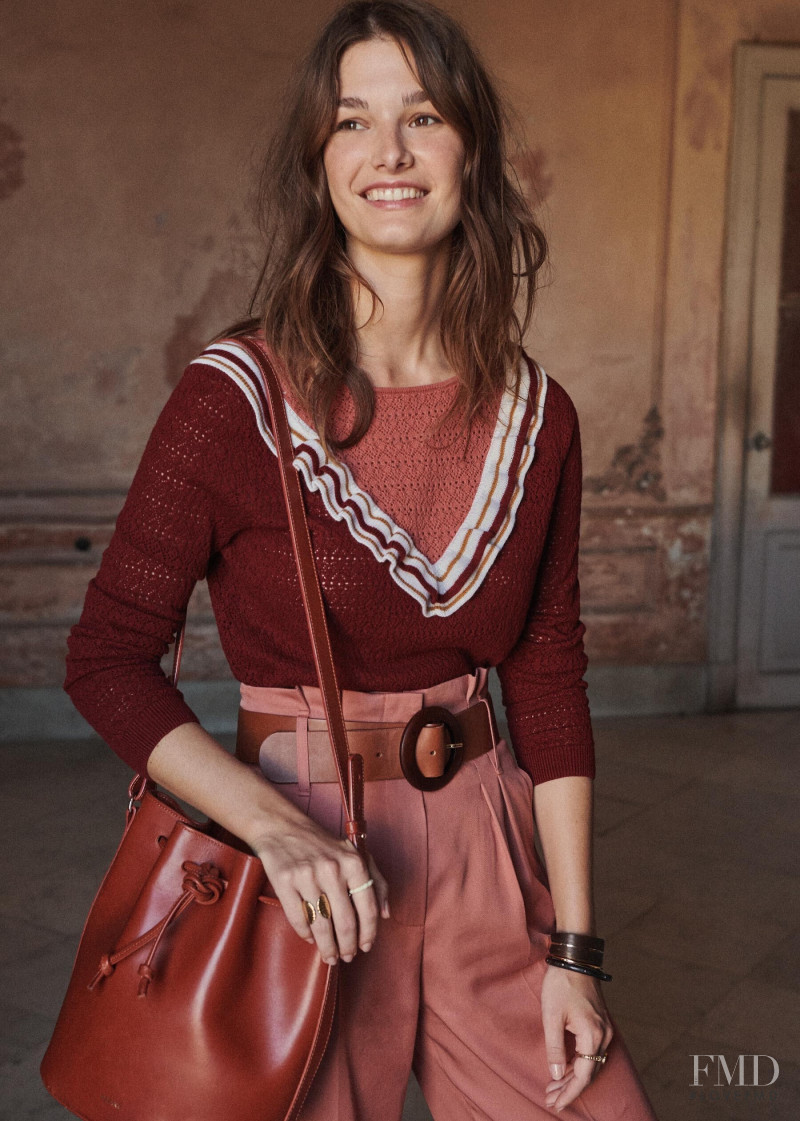 Ophélie Guillermand featured in  the Sézane lookbook for Spring 2019