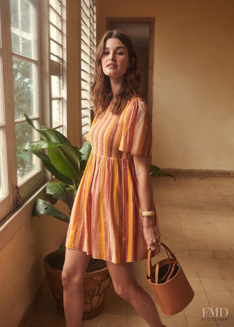 Ophélie Guillermand featured in  the Sézane lookbook for Spring 2019