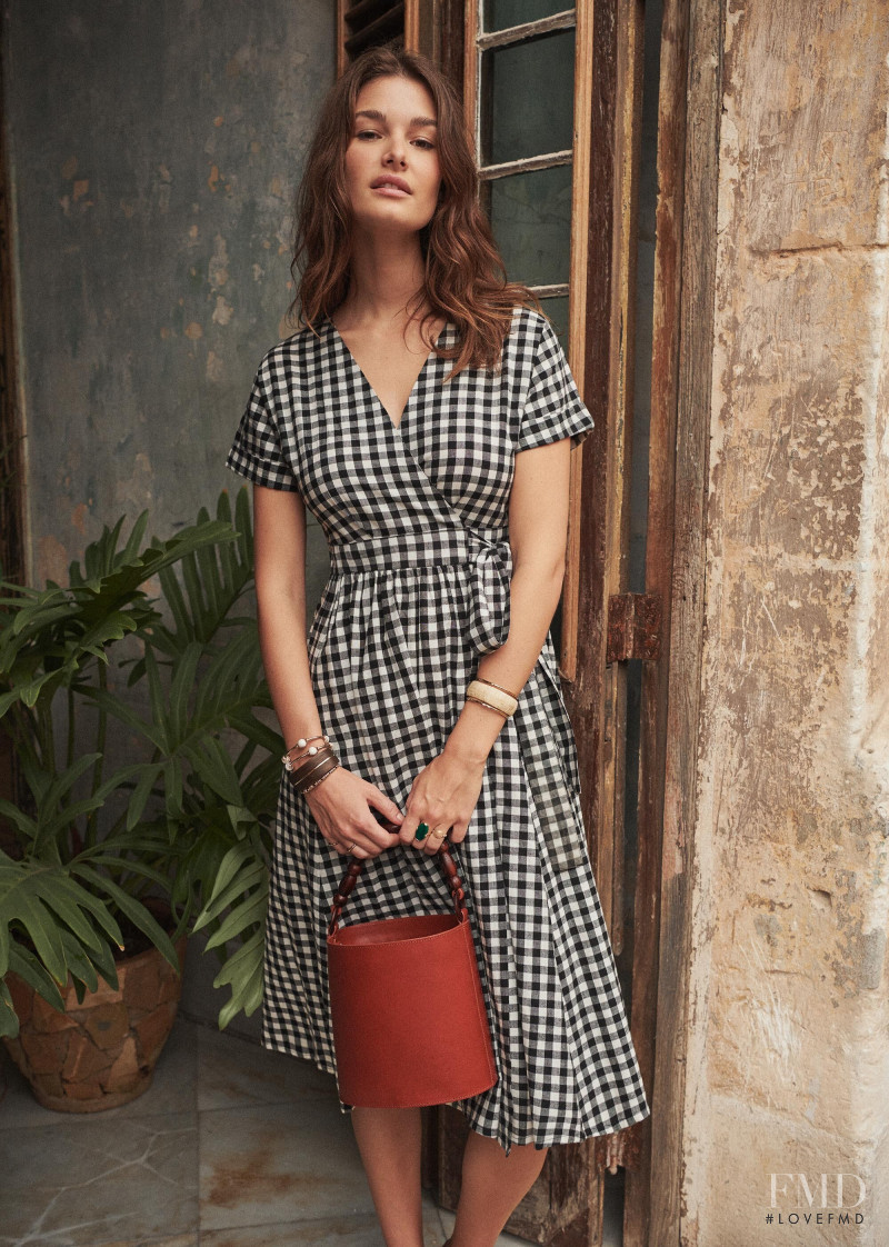 Ophélie Guillermand featured in  the Sézane lookbook for Spring 2019