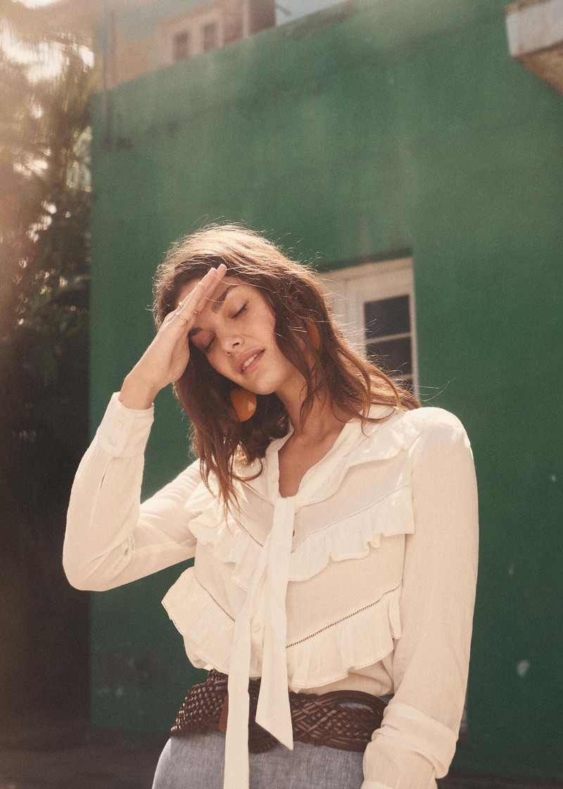 Ophélie Guillermand featured in  the Sézane lookbook for Spring 2019