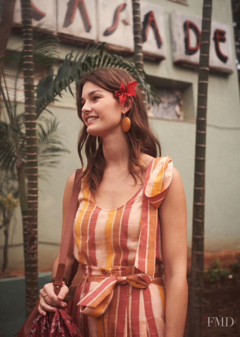 Ophélie Guillermand featured in  the Sézane lookbook for Spring 2019