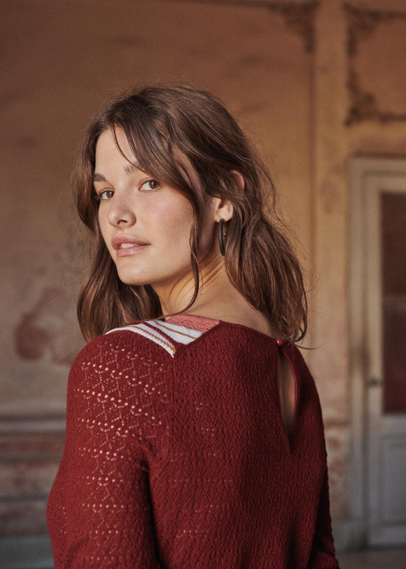 Ophélie Guillermand featured in  the Sézane lookbook for Spring 2019