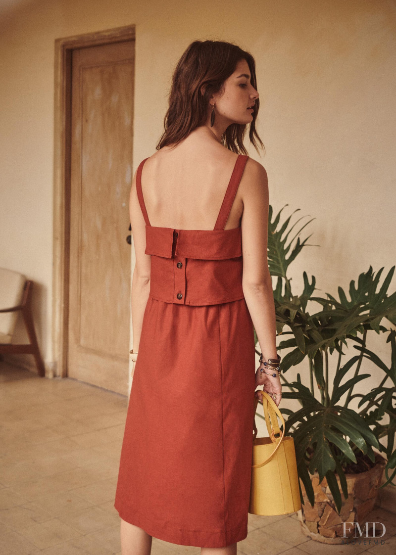 Ophélie Guillermand featured in  the Sézane lookbook for Spring 2019