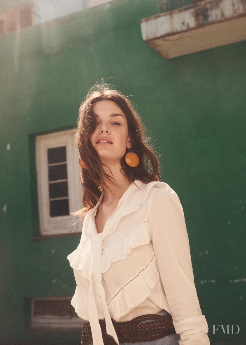 Ophélie Guillermand featured in  the Sézane lookbook for Spring 2019