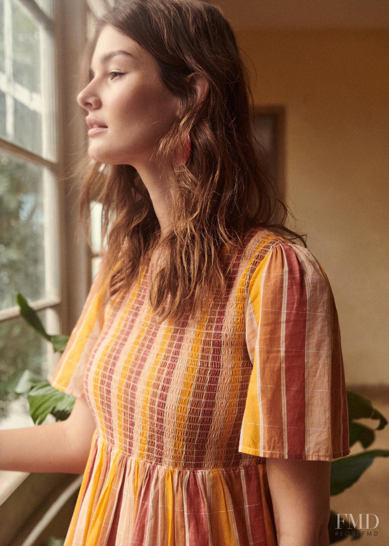 Ophélie Guillermand featured in  the Sézane lookbook for Spring 2019