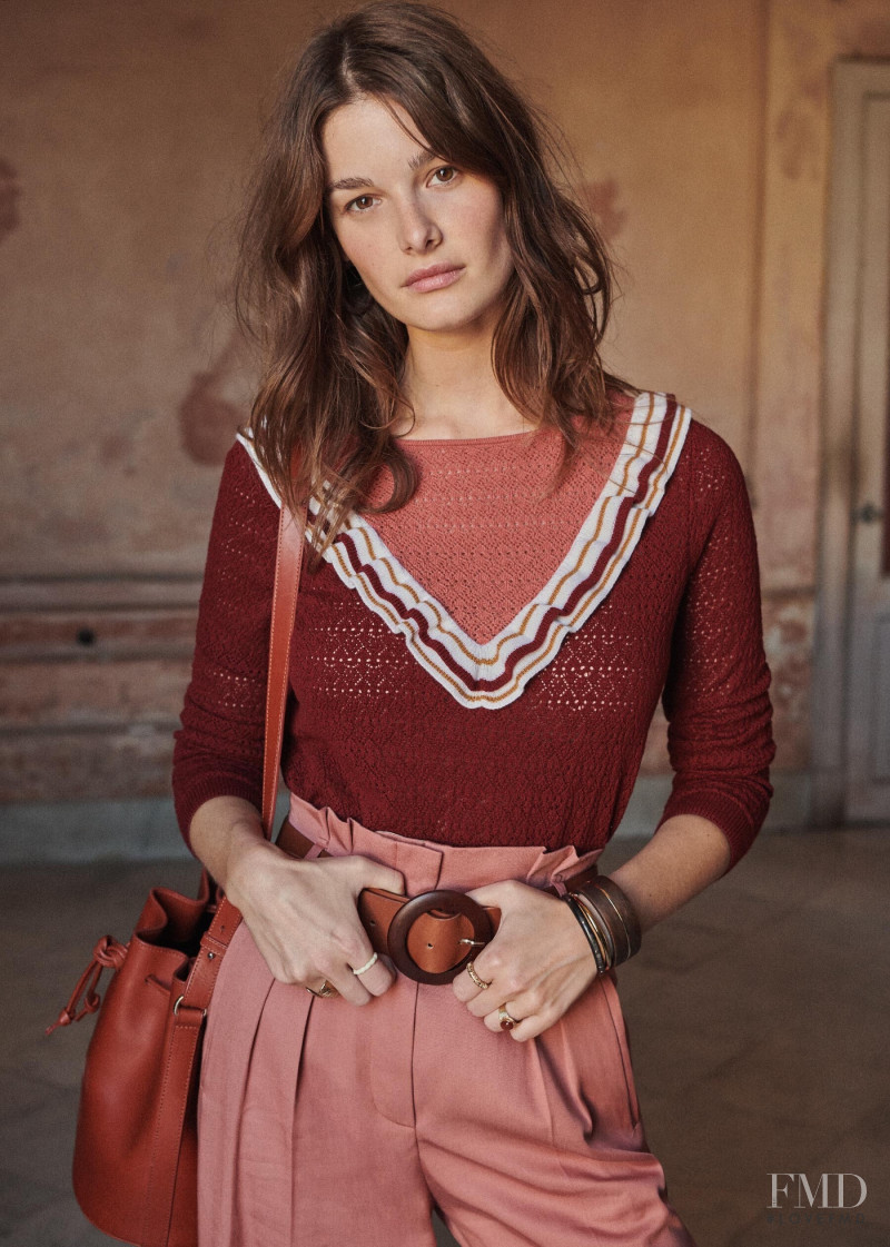 Ophélie Guillermand featured in  the Sézane lookbook for Spring 2019