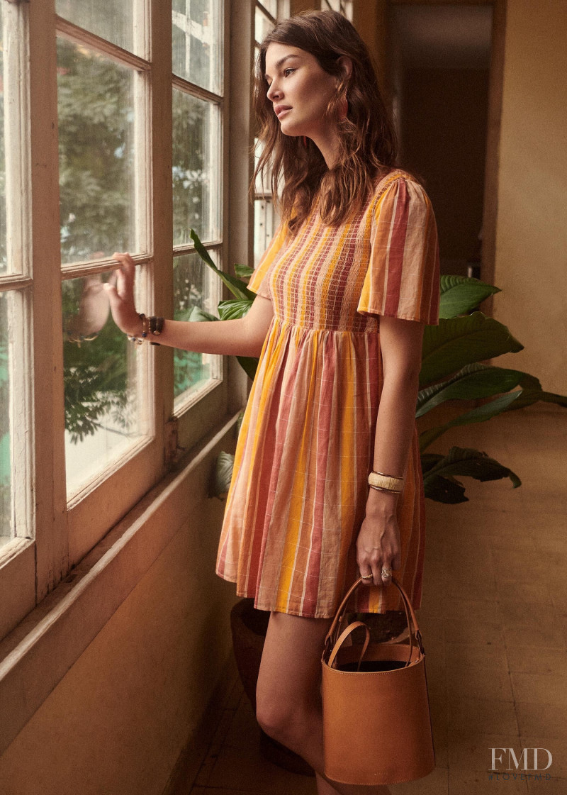 Ophélie Guillermand featured in  the Sézane lookbook for Spring 2019