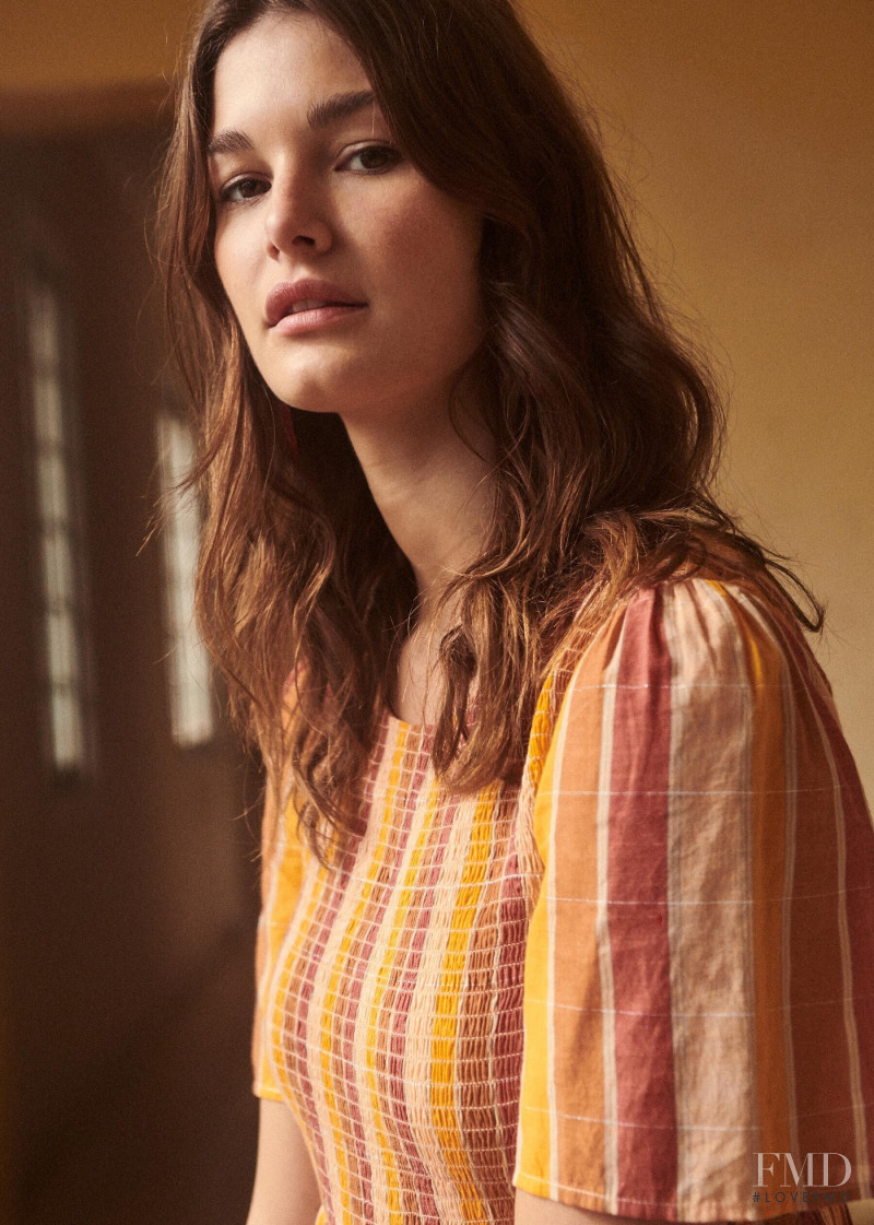 Ophélie Guillermand featured in  the Sézane lookbook for Spring 2019