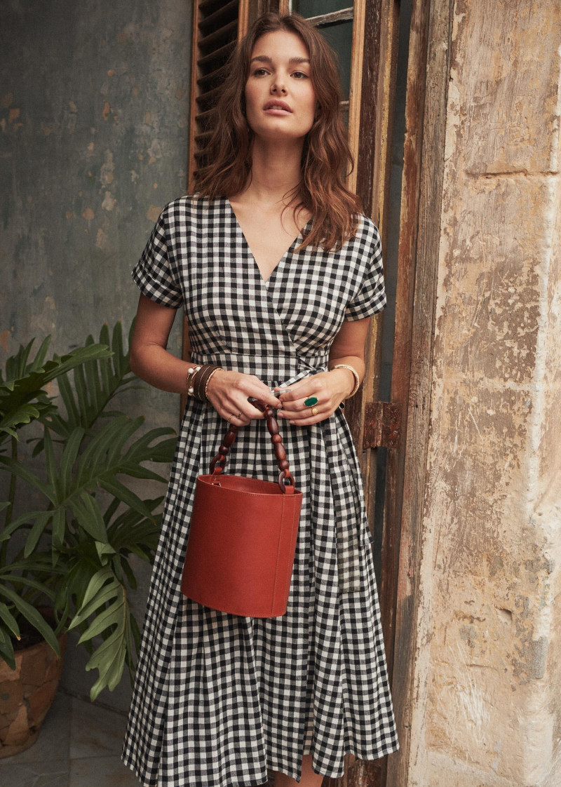 Ophélie Guillermand featured in  the Sézane lookbook for Spring 2019