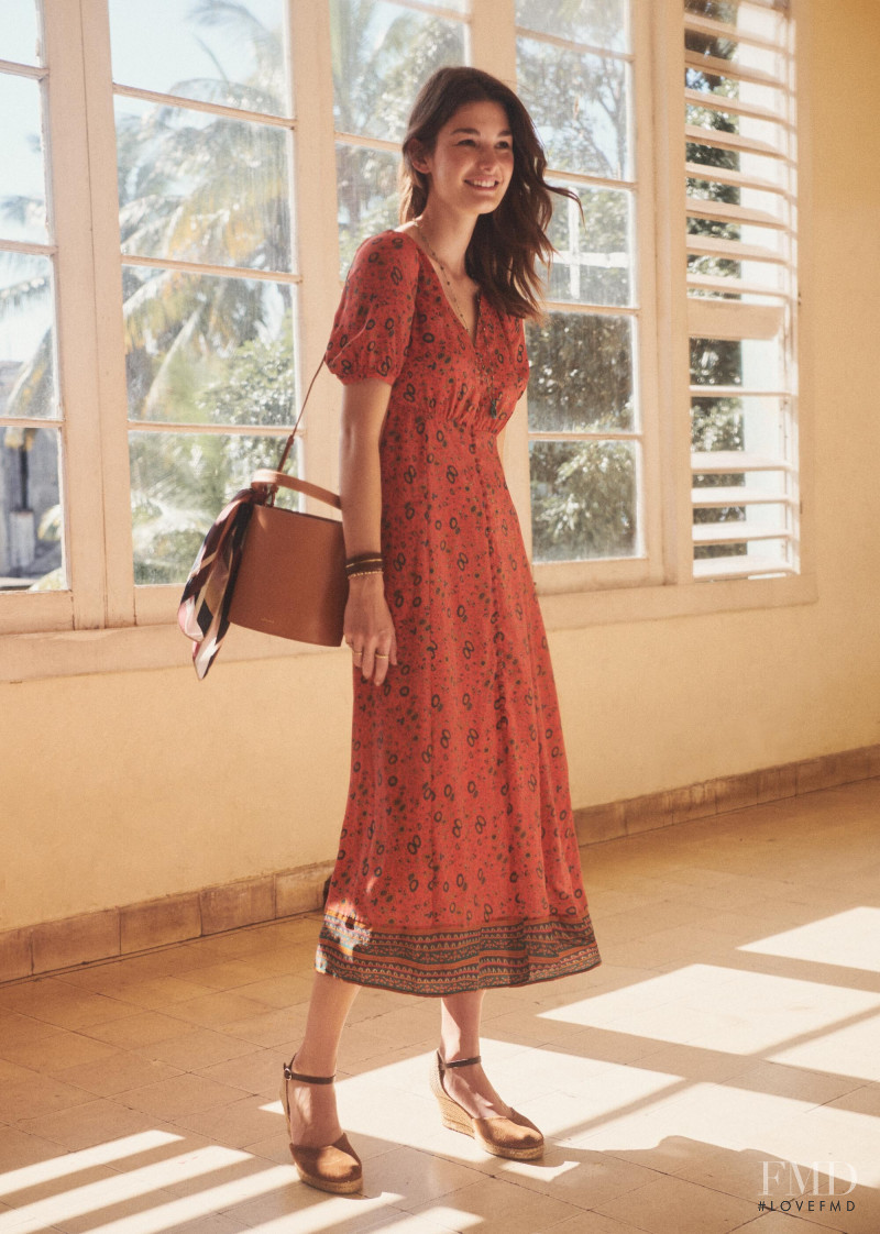 Ophélie Guillermand featured in  the Sézane lookbook for Spring 2019