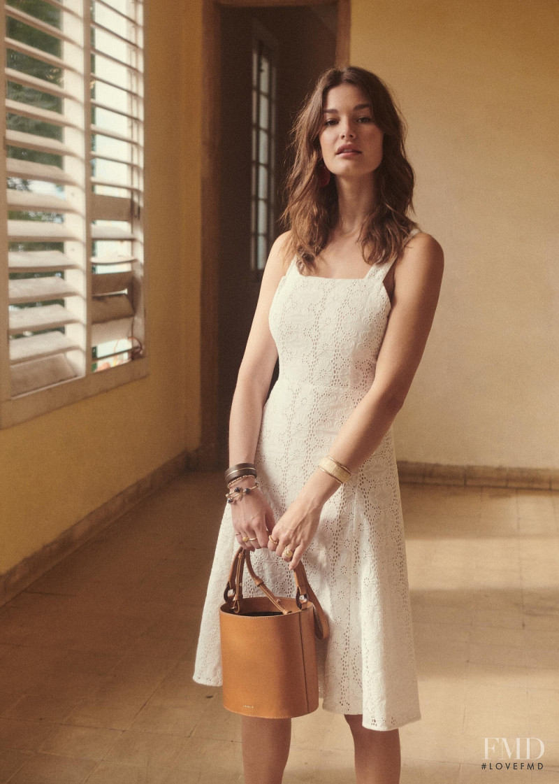 Ophélie Guillermand featured in  the Sézane lookbook for Spring 2019